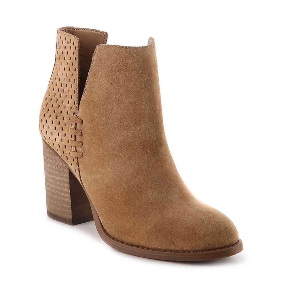 Steve Madden Shepp Suede Leather Cognac Blocked Heel Booties Size 9M